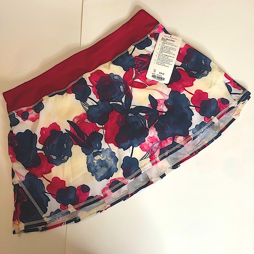 NWT Lululemon 12 Tall Pace Setter Skirt Inky Bumble Berry Red Floral 🦄RARE!!!🦄
